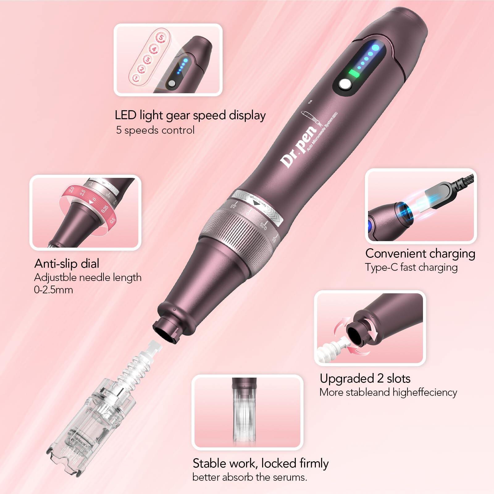 Dr. Pen A10 Microneedling Pen with 12 Cartridges — product view 3