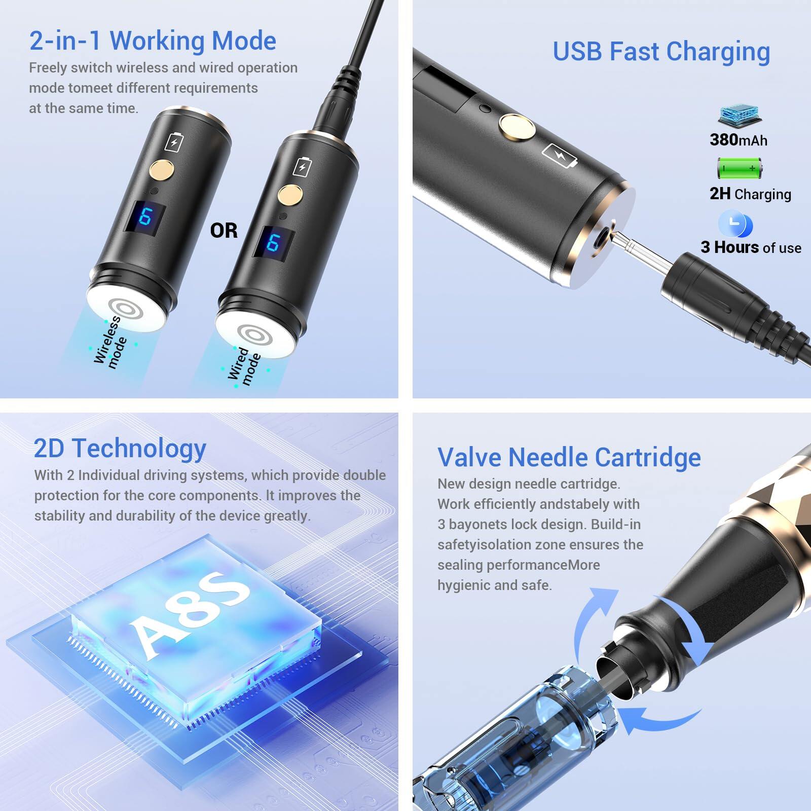 Dr. Pen A8S Wireless Microneedling Pen with 12 Cartridges — product view 4