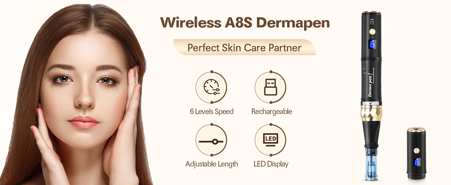 Dr. Pen A8S Wireless Microneedling Pen with 12 Cartridges — feature detail 1