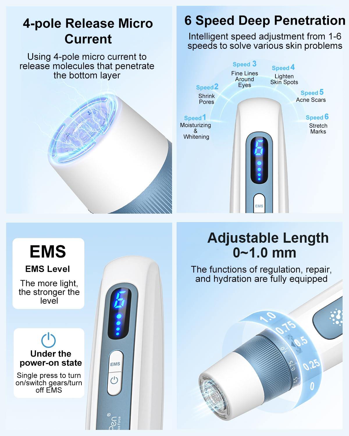 Dr. Pen Hydra Pen H5 Professional Microneedling Pen — Blue / White — product view 2