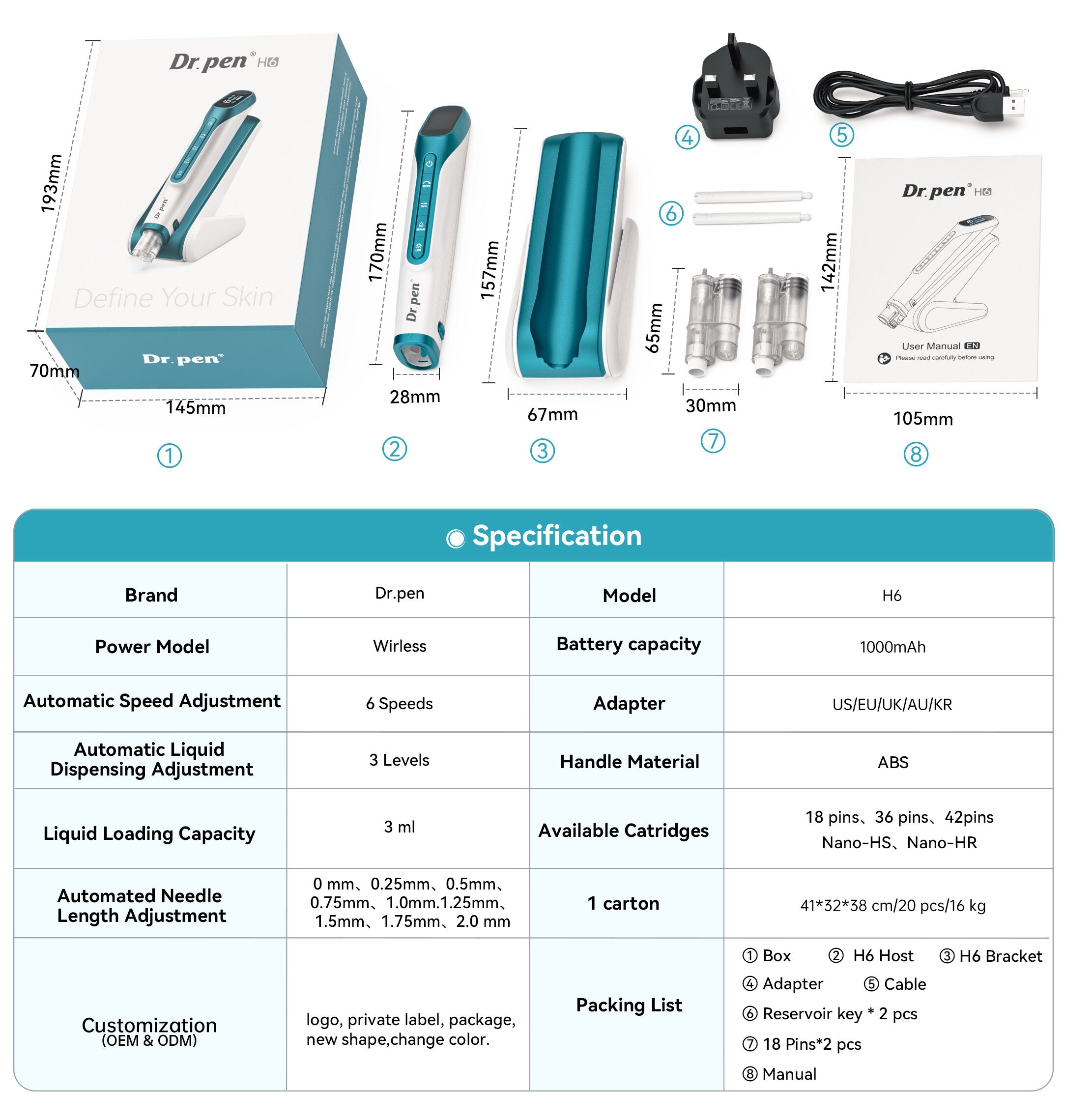 Dr. Pen H6 Advanced Serum Infusion Pen with Light Therapy — product view 8