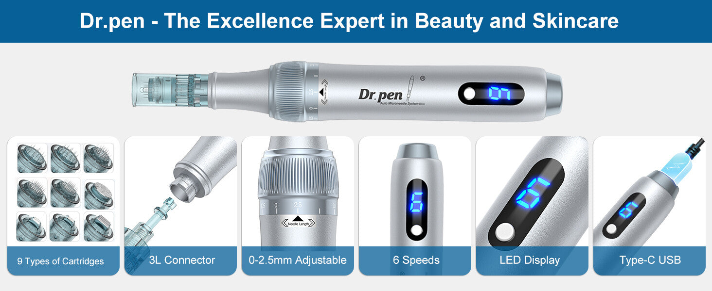 Dr. Pen M7S Microneedling Pen with 12 Cartridges — feature detail 3