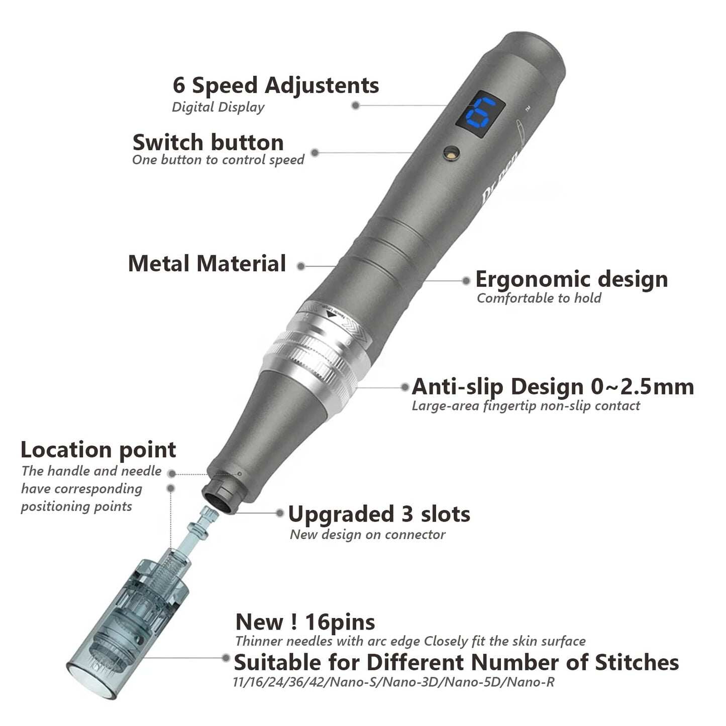 Dr. Pen M8 Microneedling Pen with 12 Cartridges — product view 3