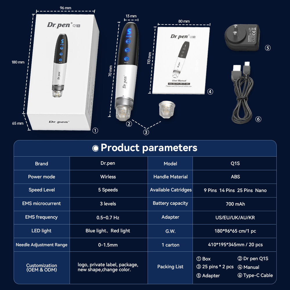 Dr. Pen Q1S Microneedling Pen with EMS and LED Therapy — product view 11