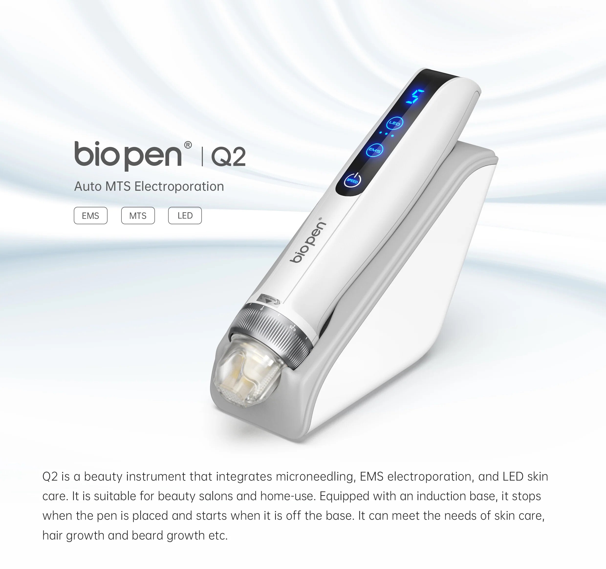 Bio Pen Q2 3-in-1 Microneedling Pen with LED and Microcurrent — feature detail 1